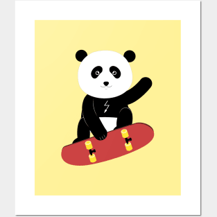 Panda on a skateboard Posters and Art